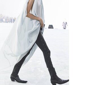 HAIDER ACKERMANN • SS2019 Laser Cut Black Leather Leggings FR 38 US 6-8 M IT 42